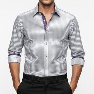 Eight X Premium Men’s Striped Button Down Shirt XL Long Sleeve Cotton NWT